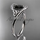 Platinum diamond celtic trinity knot engagement ring with a Black Diamond center stone CT7166