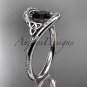 Platinum diamond celtic trinity knot engagement ring with a Black Diamond center stone CT7166