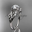 14kt white gold diamond celtic trinity knot wedding ring, engagement ring CT7169