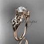 14kt rose gold diamond celtic trinity knot engagement ring with a Moissanite center stone CT7169