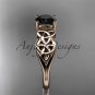 14kt rose gold diamond celtic trinity knot engagement ring with a Black Diamond center stone CT7169