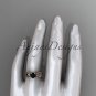 14kt rose gold diamond celtic trinity knot engagement ring with a Black Diamond center stone CT7169