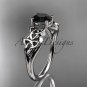 Platinum diamond celtic trinity knot engagement ring with a Black Diamond center stone CT7169