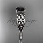 Platinum diamond celtic trinity knot engagement ring with a Black Diamond center stone CT7169