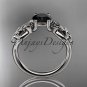 Platinum diamond celtic trinity knot engagement ring with a Black Diamond center stone CT7169