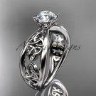 Platinum celtic trinity engagement ring with a Moissanite center stone CT7171