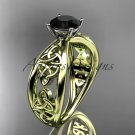 14kt yellow gold diamond celtic trinity knot engagement ring with a Black Diamond center stoneCT7171