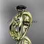 14kt yellow gold diamond celtic trinity knot engagement ring with a Black Diamond center stoneCT7171