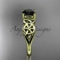 14kt yellow gold diamond celtic trinity knot engagement ring with a Black Diamond center stoneCT7171