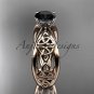 14kt rose gold celtic trinity knot engagement ring with a Black Diamond center stone CT7171