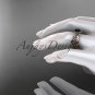 14kt rose gold celtic trinity knot engagement ring with a Black Diamond center stone CT7171