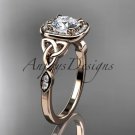 14kt rose gold diamond celtic trinity knot wedding ring, engagement ring CT7179