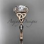 14kt rose gold diamond celtic trinity knot wedding ring, engagement ring CT7179