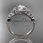 14kt white gold diamond celtic trinity knot engagement ring with a Moissanite center stone CT7179