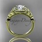 14kt yellow gold diamond celtic trinity knot engagement ring with a Moissanite center stone CT7179