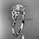Platinum diamond celtic trinity knot  engagement ring with a Moissanite center stone CT7179
