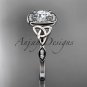 Platinum diamond celtic trinity knot engagement ring with a Moissanite center stone CT7179