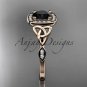 14kt rose gold diamond celtic trinity knot engagement ring with a Black Diamond center stone CT7179