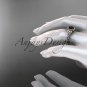 14kt rose gold diamond celtic trinity knot engagement ring with a Black Diamond center stone CT7179