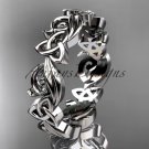 14kt white gold diamond celtic trinity knot wedding band, engagement ring CT7191B
