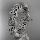 14kt white gold matte finish diamond celtic trinity knot wedding band, engagement ring CT7191B