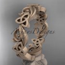 14kt rose gold matte finish diamond celtic trinity knot wedding band, engagement ring CT7191B