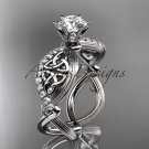 14kt white gold diamond celtic trinity knot wedding ring, engagement ring CT7192