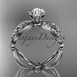 14kt white gold diamond celtic trinity knot engagement ring with a Moissanite center stone CT7192