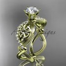 14kt yellow gold diamond celtic trinity knot  engagement ring with a Moissanite center stone CT7192