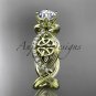 14kt yellow gold diamond celtic trinity knot engagement ring with a Moissanite center stone CT7192