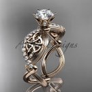 14kt rose gold diamond celtic trinity knot  engagement ring with a Moissanite center stone CT7192