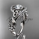 14kt white gold diamond celtic trinity knot wedding ring, engagement ring CT7211