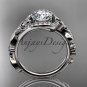 14kt white gold diamond celtic trinity knot engagement ring with a Moissanite center stone CT7211