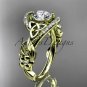 14kt yellow gold diamond celtic trinity knot engagement ring with a Moissanite center stone CT7211