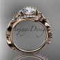 14kt rose gold diamond celtic trinity knot   engagement ring with a Moissanite center stone CT7211