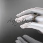 14kt rose gold diamond celtic trinity knot engagement ring with a Black Diamond center stone CT7211