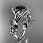 Platinum diamond celtic trinity knot engagement ring with a Black Diamond center stone CT7211