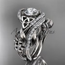 14kt white gold diamond celtic trinity knot wedding ring, engagement set CT7211S