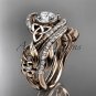 14kt rose gold diamond celtic trinity knot wedding ring, engagement set CT7211S