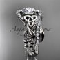14kt white gold diamond celtic trinity knot engagement set with a Moissanite center stone CT7211S