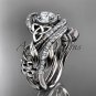 Platinum diamond celtic trinity knot engagement set with a Moissanite center stone CT7211S