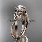 14kt rose gold diamond celtic trinity knot wedding ring, engagement ring CT7214