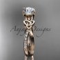 14kt rose gold diamond celtic trinity knot wedding ring, engagement ring CT7214