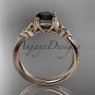 14kt rose gold diamond celtic trinity knot engagement ring with a Black Diamond center stone CT7214