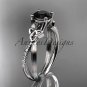 Platinum diamond celtic trinity knot engagement ring with a Black Diamond center stone CT7214