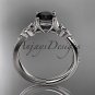 Platinum diamond celtic trinity knot engagement ring with a Black Diamond center stone CT7214