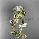 14kt yellow gold diamond celtic trinity knot  engagement ring with a Moissanite center stone CT7215