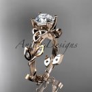14kt rose gold diamond celtic trinity knot  engagement ring with a Moissanite center stone CT7215