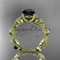 14ktyellow gold diamond celtic trinity knot engagement ring with a Black Diamond center stone CT7215