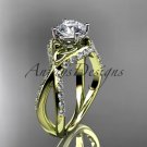14kt yellow gold diamond celtic trinity knot engagement ring with a Moissanite center stone CT7218